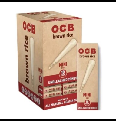 OCB – PRE-ROLLED CONES – BROWN RICE – KING SIZE – 3PK – 32CT DSPL – [MSRP: $3.50 EACH]