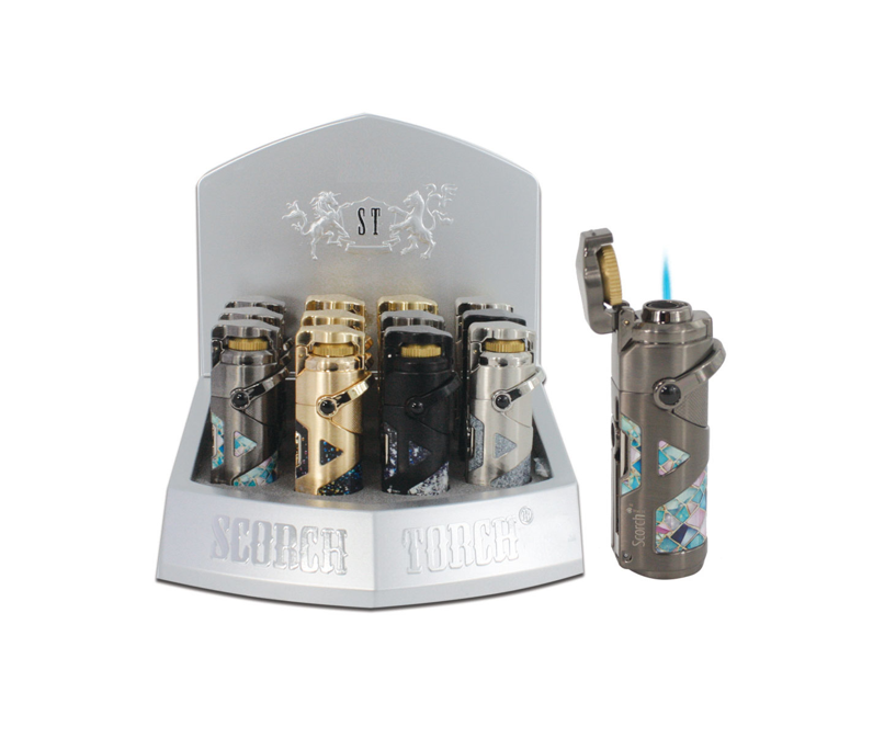 SCORCH – TORCH LIGHTERS – SINGLE JET CIGAR FLAME WITH ROCKER ARM TRIGGER & PUNCH POKER – 12CT DISPLAY – 61824 - 113666 – [MSRP: $29 EACH]