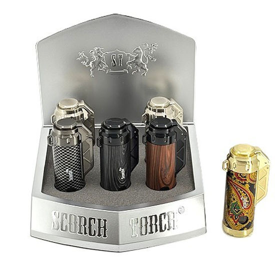 SCORCH – TORCH LIGHTERS – CYLINDER SHAPE CIGAR JET FLAME WITH SMOOTH SIDE PRESS & PUNCHER – 6CT DISPLAY – 61806 - 113673 – [MSRP: $25.50 EACH]