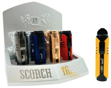 SCORCH – TORCH LIGHTERS – CLASSIC EASY PRESS DOWN JET FLAME – 12CT DISPLAY – 61786 - 113675 – [MSRP: $21 EACH]
