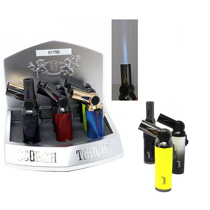 SCORCH – TORCH LIGHTERS – BENDABLE ANGLED TURBO JET FLAME – 9CT DISPLAY – 61799-1 - 113690 – [MSRP: $24.50 EACH]
