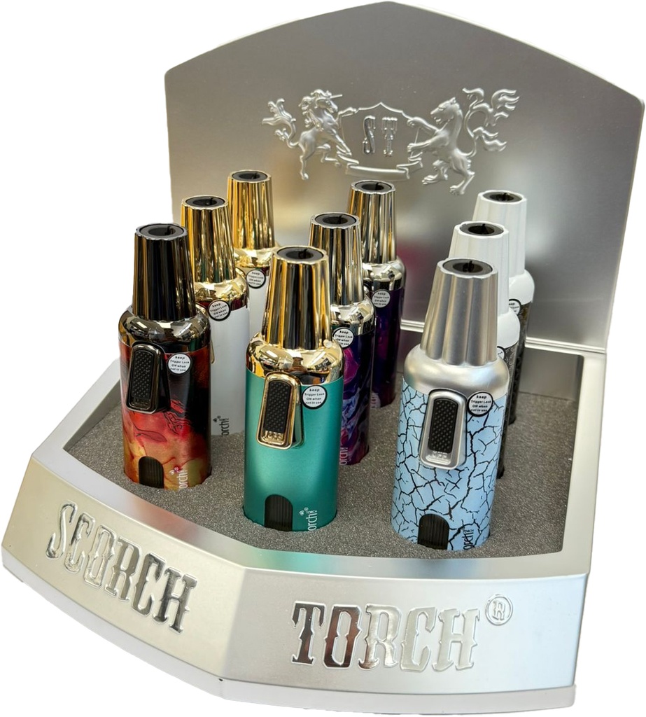 SCORCH – TORCH LIGHTERS – OVAL SHAPE JET FLAME – 9CT DISPLAY – 61842 - 113697 – [MSRP: $25 EACH]