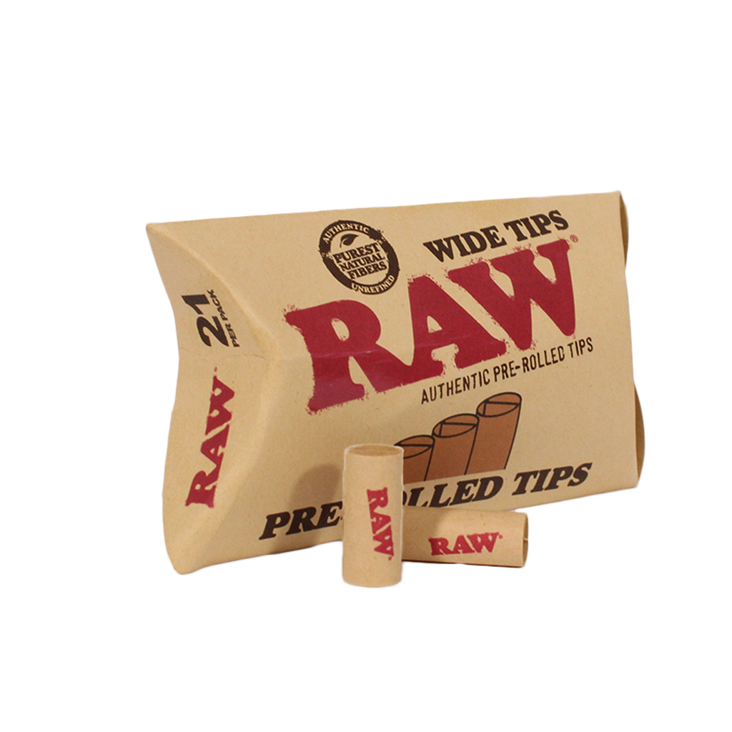 RAW – TIPS & FILTERS – PRE-ROLLED WIDE TIPS – 21PK – 20CT DSPL – [MSRP: $2 EACH]