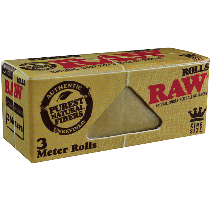 RAW – ROLLING PAPERS – ORGANIC HEMP ROLLS – 3 METER – KING SIZE WIDE – 12CT DSPL – [MSRP: $3.50 EACH]