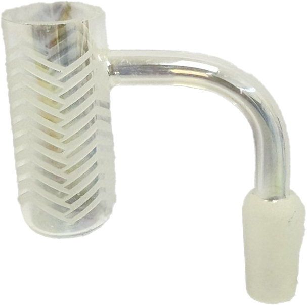 TOKES BUDDY – QUARTZ BANGER – GLASS ACCESSORIES – SANDBLASTED & CHEVRON – 14MM MALE – 90° – 1CT – GB1170 – [MSRP: $10]
