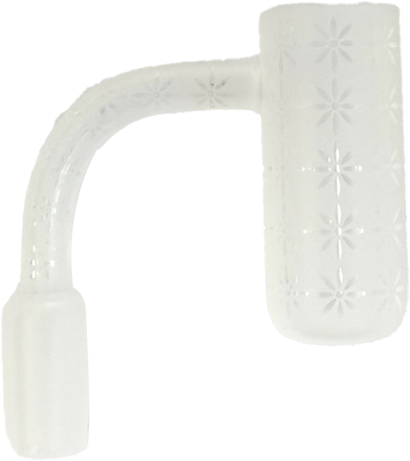 TOKES BUDDY – QUARTZ BANGER – GLASS ACCESSORIES – FLORAL STARBURST – SANDBLASTED PATTERN – 14MM MALE – 90° – 1CT – GB1173 – [MSRP: $10]