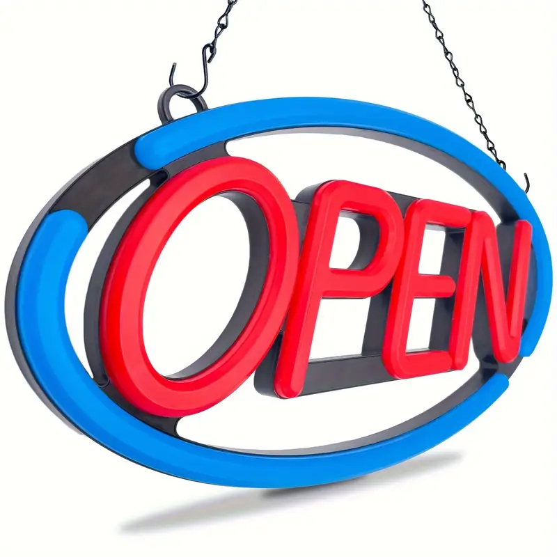 LED SIGN – "OPEN" – BLUE OVAL FRAME – 60×50CM – LED SIGN & OUTDOOR DISPLAY – 1CT – OPNOB – [MSRP: $STORE USE]