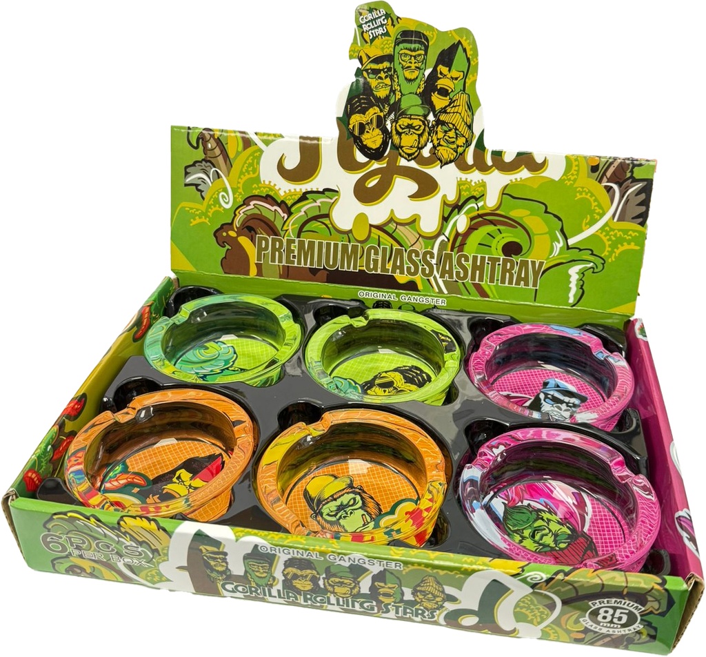 JOKER GANG – ASHTRAY – PREMIUM ROUND GLASS – 85MM – 6CT DISPLAY – [MSRP: $4 EACH]