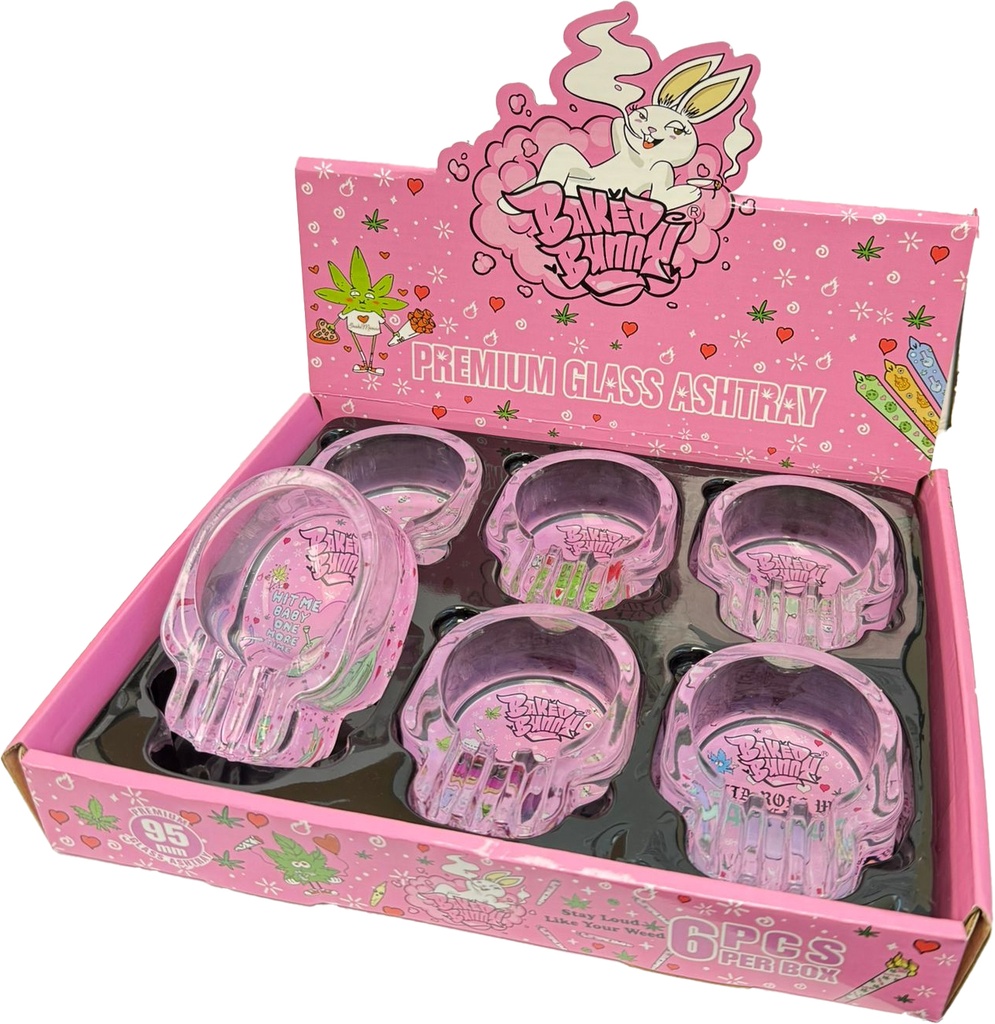 BAKED BUNNY – ASHTRAY – PREMIUM SKULL GLASS – 3.74" – 6CT DISPLAY – [MSRP: $4 EACH]