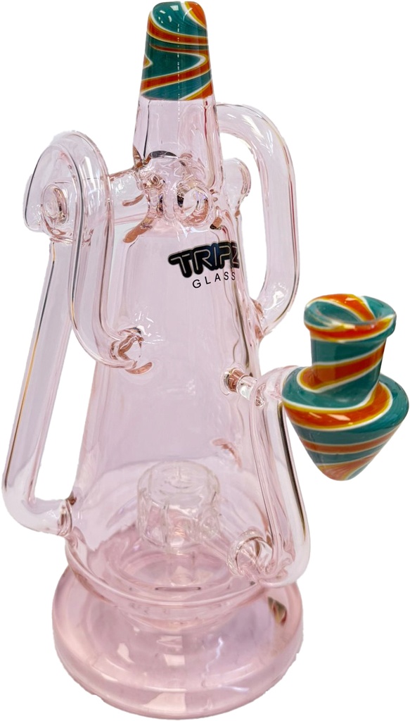 TRIPZ GLASS – COLOR ACCENT RECYCLER – GLASS WATER PIPE – 8.66 INCH – 530G – 1CT – GB1162 – [MSRP: $105]