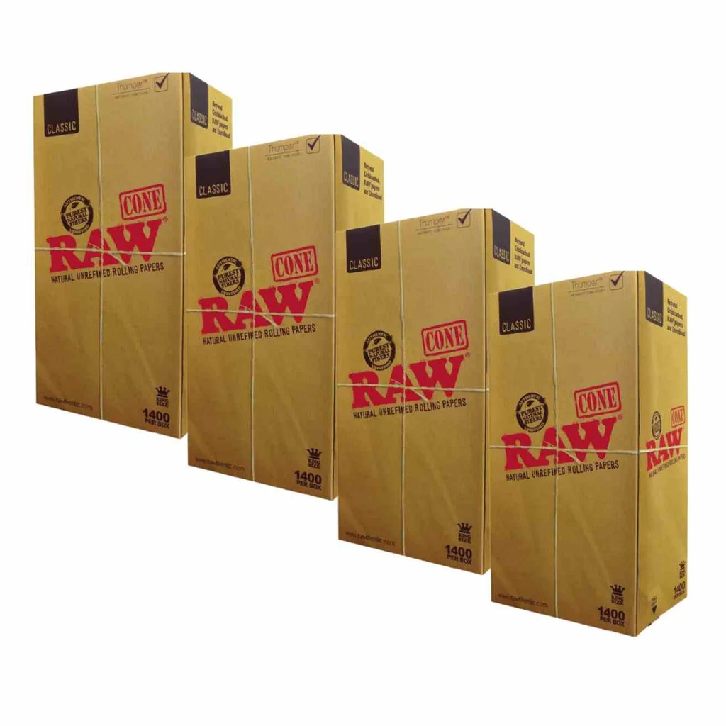 RAW – PRE-ROLLED CONES – CLASSIC – KING SIZE – BULK – 1400CT BOX – [MSRP: $0.50 EACH]
