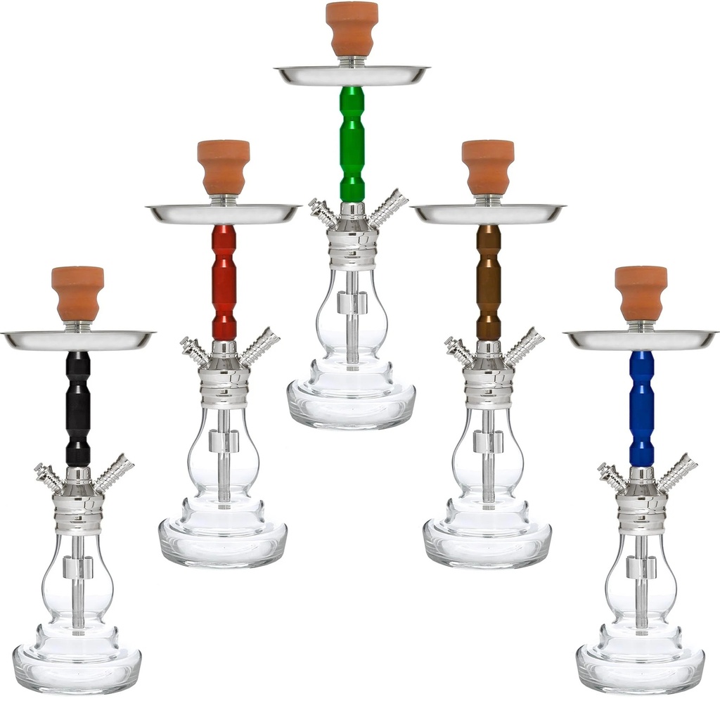 MYA – HOOKAH – MINI ROBUSTO SERIES – CHROME FINISH WITH COMPACT GLASS – VARIOUS COLORS – 1CT – MYA-115485 – [MSRP: $160]