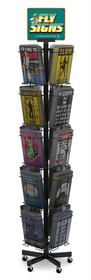 FLY SIGNS - TIN - DISPLAY - 120 SIGNS [MSRP: $11.99 EACH]