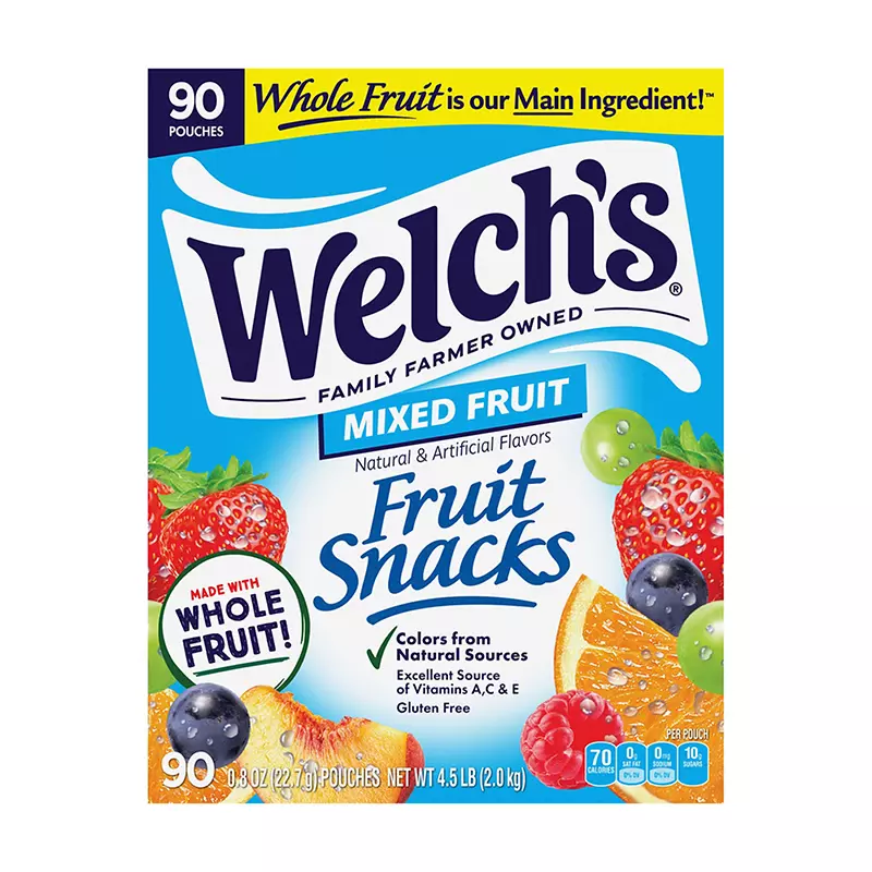 WELCH'S MIXED FRUIT FRUIT SNACKS – CANDY & SNACKS – 0.8OZ – 90CT CASE – [MSRP: $0.50 EACH]