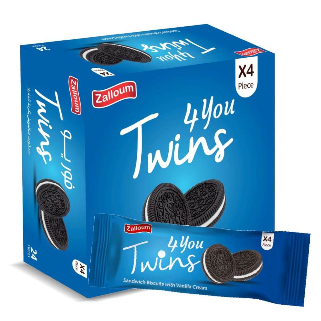 ZALLOUM TWINS 4 YOU SANDWICH BISCUITS WITH VANILLA CREAM – CANDY & SNACKS – 24CT BOX – [MSRP: $1 EACH]