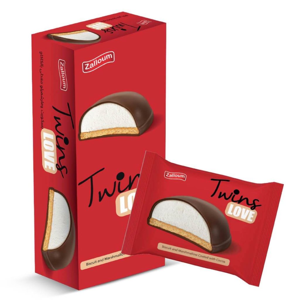 ZALLOUM TWINS LOVE BISCUIT AND MARSHMALLOW COATED WITH COCOA – CANDY & SNACKS – 11CT BOX – [MSRP: $.75 EACH]