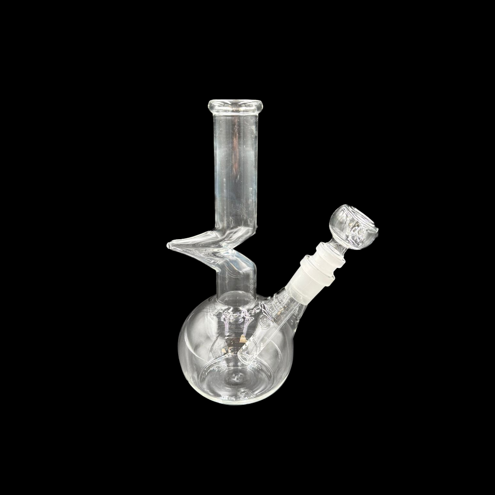 CLEAR CLASSIC – GLASS WATER PIPE – 8-INCH – ROUND BASE – CURVED NECK – 1CT – GB-RBCN-08-200G – [MSRP: $13]