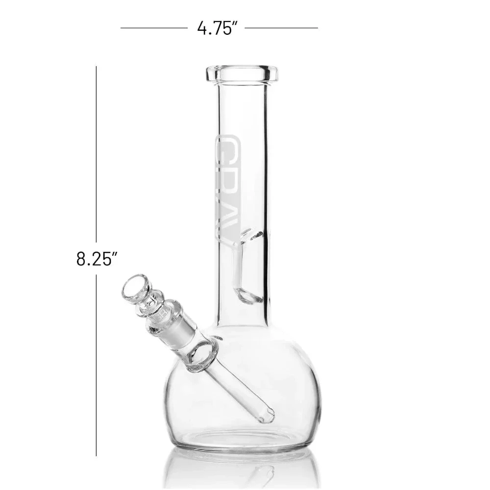 CLEAR CLASSIC – GLASS WATER PIPE – 8-INCH – ROUND BASE – ANGLED NECK – 1CT – GB-RBAN-08-200G – [MSRP: $13]