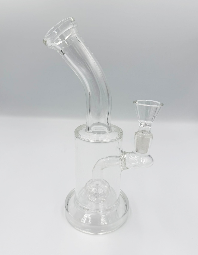 CLEAR CLASSIC – GLASS WATER PIPE – 8-INCH – CURVED NECK – MINI RIG – 1CT – GB-CCNR-08-250G – [MSRP: $19]