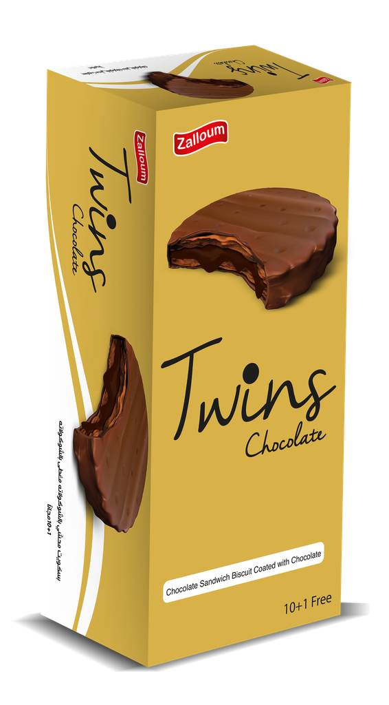 ZALLOUM TWINS CHOCOLATE SANDWICH BISCUITS COATED WITH CHOCOLATE – CANDY & SNACKS – 11CT BOX – [MSRP: $.75 EACH]