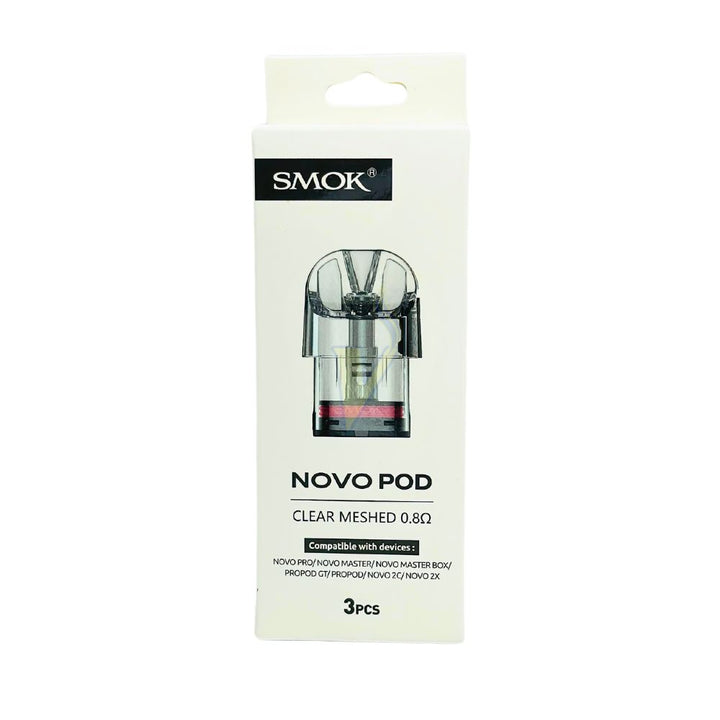 SMOK – VAPE PODS REPLACEMENT – NOVO REPLACEMENT PODS – CLEAR MESHED 0.8 OHM – 2ML – 3CT – [MSRP: $6.50 EACH]