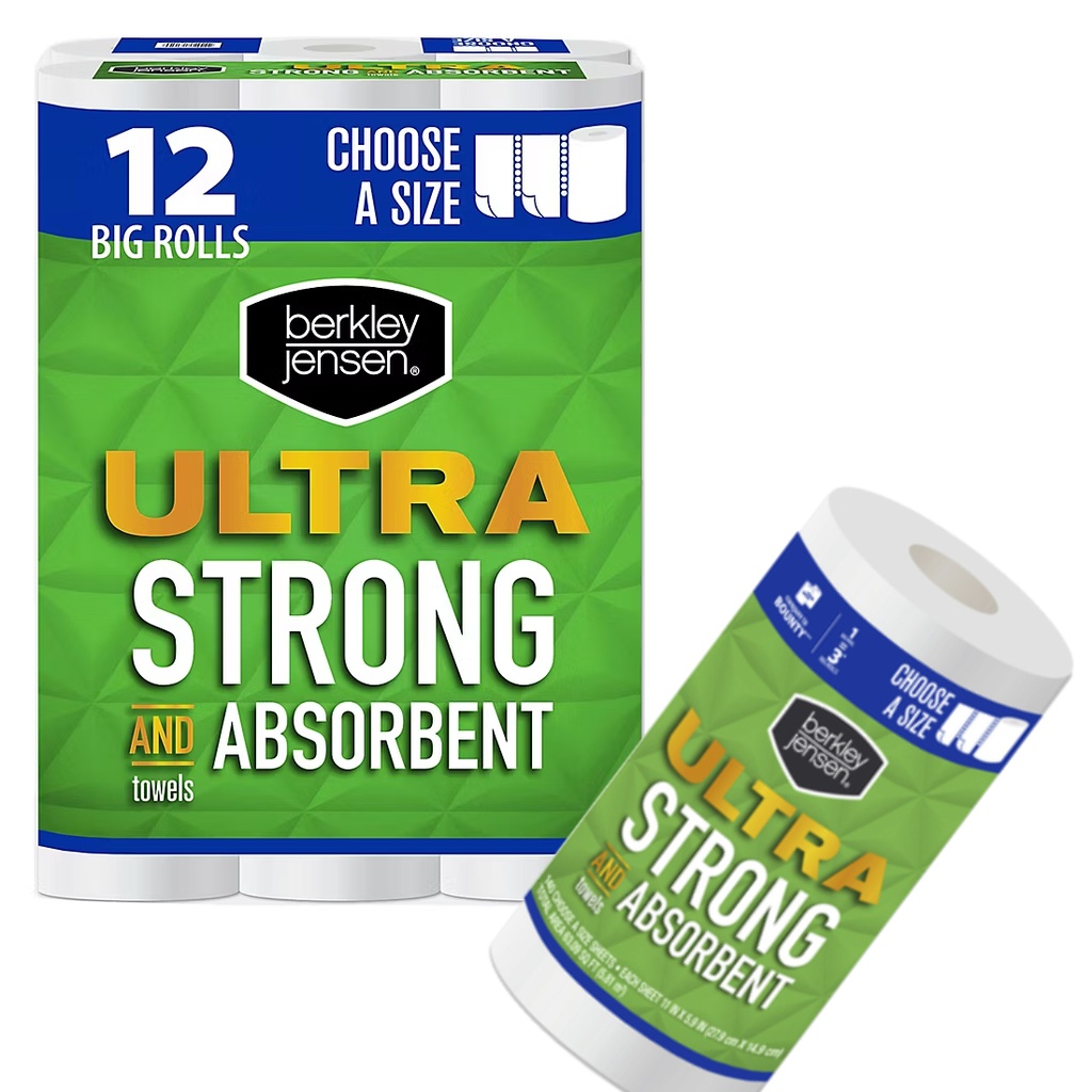 PAPER TOWEL – BERKLEY ULTRA STRONG & ABSORBENT – CHOOSE-A-SIZE – 140 CT – STORE SUPPLY – 12PK CASE – 309389-UT-140-12PK – [MSRP: $2.50 EACH]