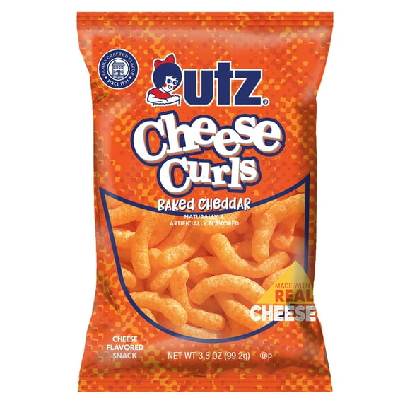 UTZ REAL CHEDDAR CHEESE CURLS CORN SNACK – CANDY & SNACKS – 3.5OZ – 1CT – [MSRP: $2.69]