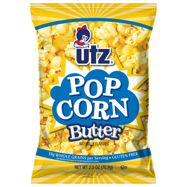 UTZ GLUTEN FREE BUTTER POPCORN – CANDY & SNACKS – 2.5OZ – 1CT – [MSRP: $2.69]