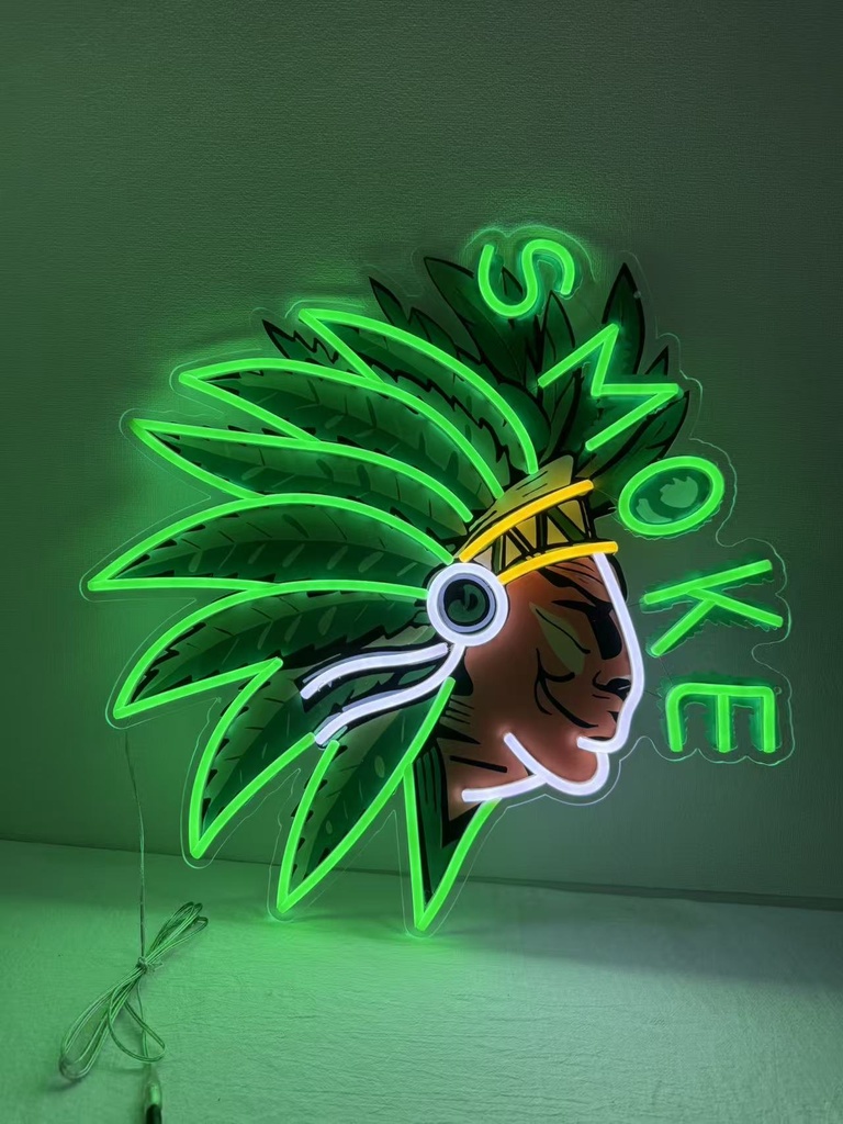 LED SIGN – "SMOKE" – LEAF GREEN NATIVE LOGO – 23×24 – LED SIGN & OUTDOOR DISPLAY – 1CT – SMKNATIN – [MSRP: $STORE USE]
