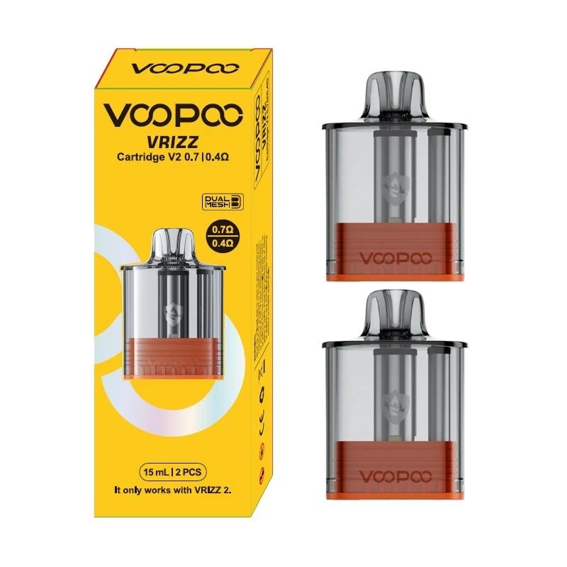 VOOPOO – VAPE PODS REPLACEMENT – VRIZZ V2 REPLACEMENT PODS – ASSORTED OHM – 15ML – 2CT – [MSRP: $9 EACH]
