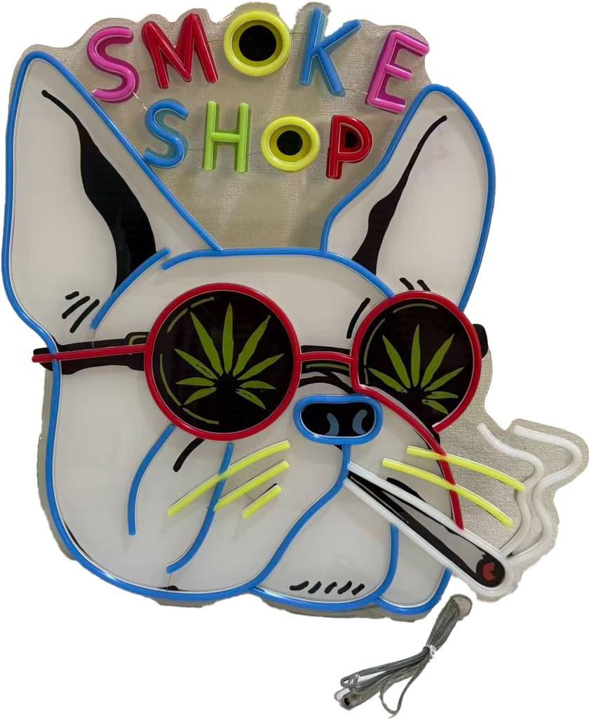 LED SIGN – "SMOKE SHOP" – DOG LEAF GLASSES LOGO – 23×22 – LED SIGN & OUTDOOR DISPLAY – 1CT – SMKSPPITB – [MSRP: $STORE USE]