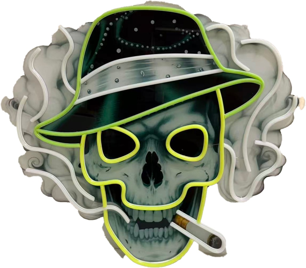 LED SIGN – SMOKING SKULL – HAT LOGO – 23.6x20.9 – LED SIGN & OUTDOOR DISPLAY – 1CT – SKULSMK2 – [MSRP: $STORE USE]