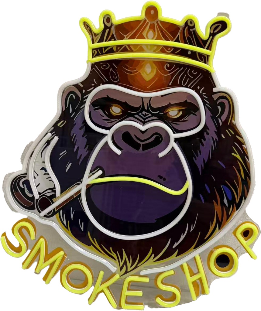 LED SIGN – "SMOKE SHOP" – KING GORILLA LOGO – 19.7x23.6 – LED SIGN & OUTDOOR DISPLAY – 1CT – SMKSPMKK3 – [MSRP: $STORE USE]