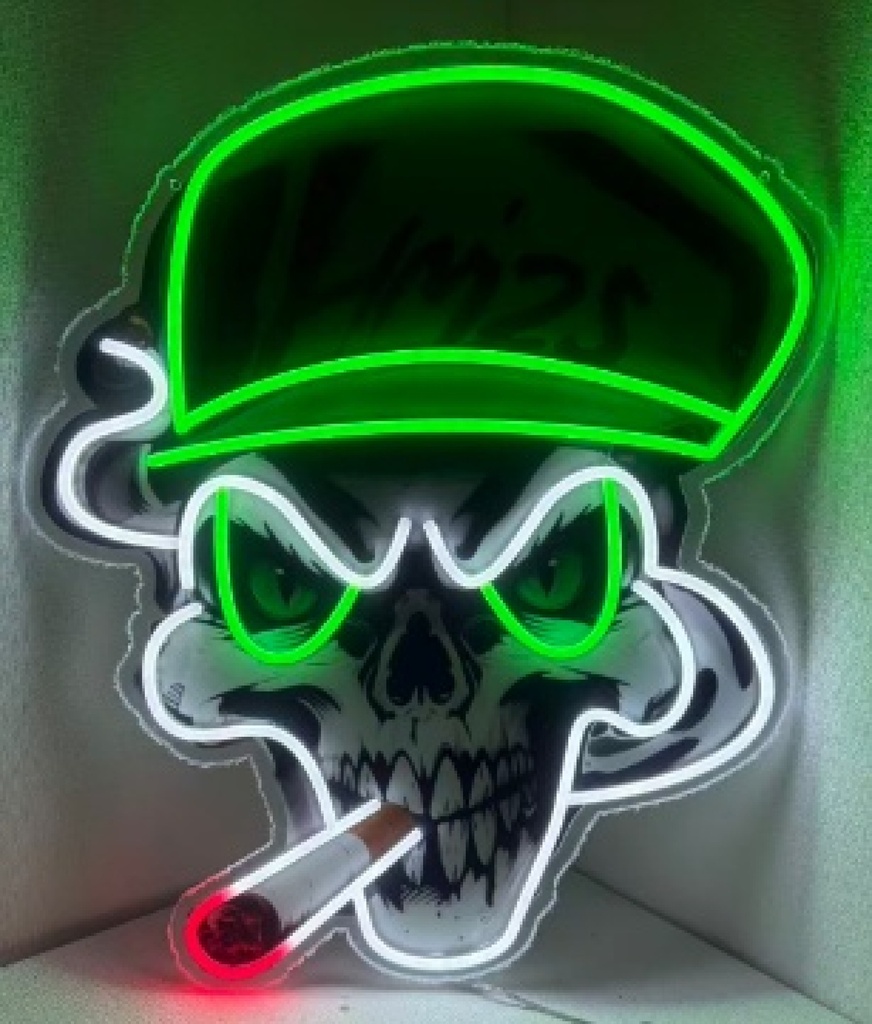 LED SIGN – SMOKING SKULL – HAT DESIGN LOGO – 19.7x23.6 – LED SIGN & OUTDOOR DISPLAY – 1CT – SKULSMK – [MSRP: $STORE USE]