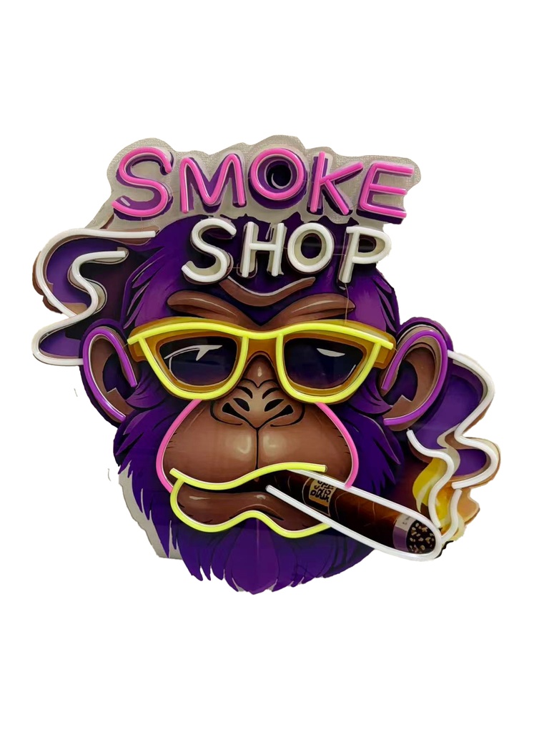 LED SIGN – "SMOKE SHOP" – MONKEY LOGO – 23.6x22.7 – LED SIGN & OUTDOOR DISPLAY – 1CT – SMKSPMNK2 – [MSRP: $STORE USE]