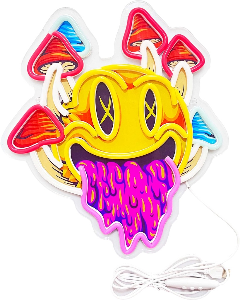 LED SIGN – MELTING MUSHROOM – SMILEY FACE LOGO – 20.6×23.6 – LED SIGN & OUTDOOR DISPLAY – 1CT – MUSHMELT – [MSRP: $STORE USE]