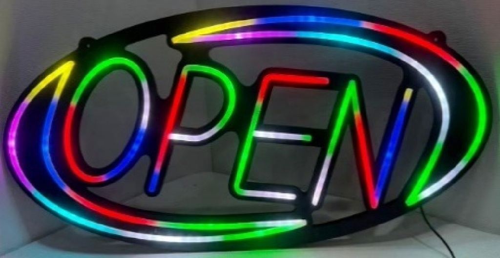 LED SIGN – "OPEN" – RAINBOW OVAL – 32x16 – LED SIGN & OUTDOOR DISPLAY – 1CT – OPNRNBW1 – [MSRP: $STORE USE]