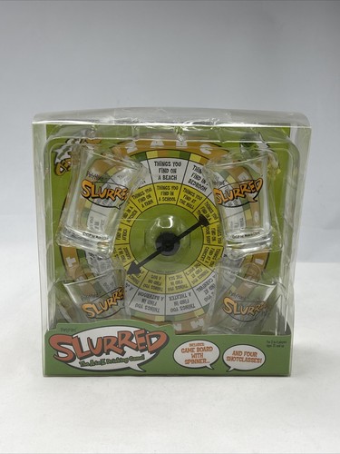 NOVELTY GAME - SLURRED SHOT GLASS PARTY DRINKING GAME – INCLUDES GAME SPIN BOARD & SHOT CUPS – 1CT – NOV21 [MSRP: $10]