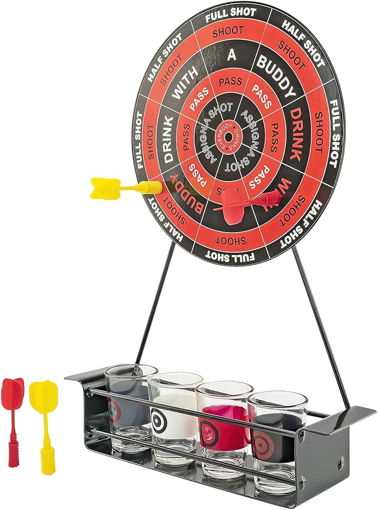 NOVELTY GAME - SHOT GLASS DART DRINKING GAME SET – LARGE – 1CT – NOV27 [MSRP: $15]