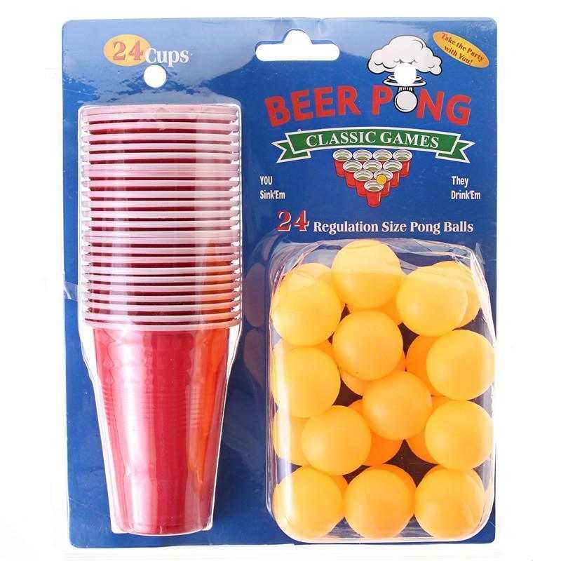 NOVELTY GAME - BEER PONG DRINKING GAME SET – CUPS & BALLS – 1CT – NOV29 