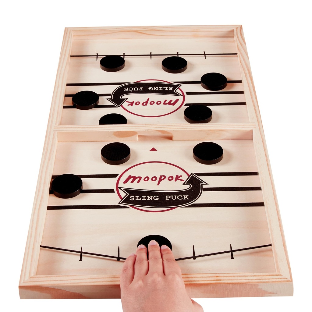 NOVELTY GAME - FAST SLING PUCK TABLETOP GAME – WOODEN DEXTERITY BOARD – 1CT - NOV38 [MSRP: $15]