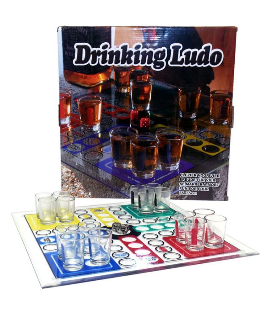 NOVELTY GAME - DRINKING LUDO SHOT GLASS PARTY GAME – INCLUDES GAME BOARD – 1CT – NOV19 [MSRP: $20]