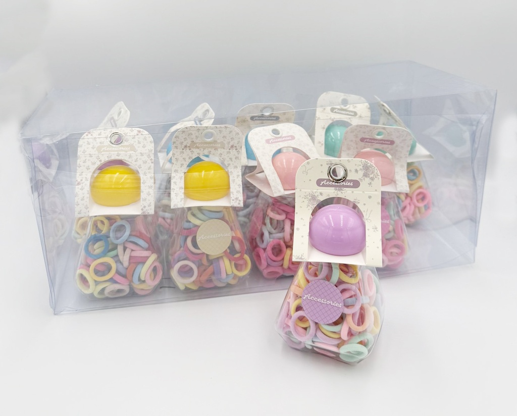 BP - HAIR ACCESSORIES MINI COLORFUL TERRY CLOTH HAIR TIES 10JAR/DZ - 04-93 - [MSRP: $2.75 JAR]