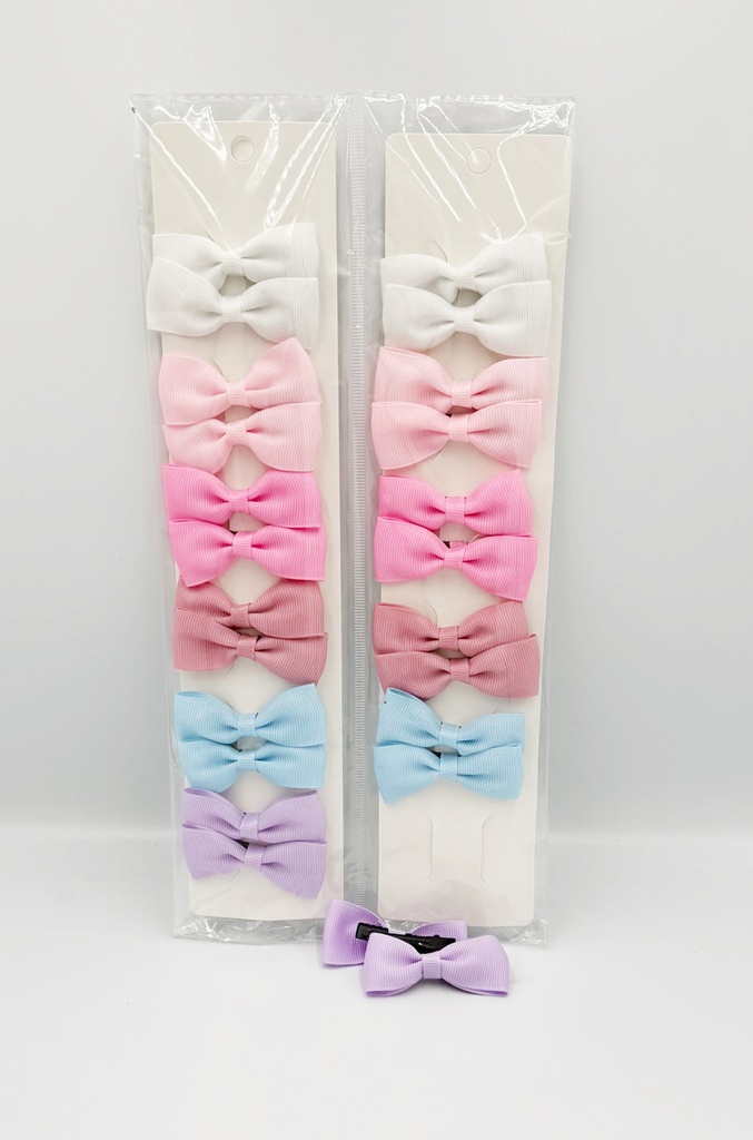 BP - HAIR ACCESSORIES BOW CLIPS  SML 12 PER CARD 6 STANDARD  COLORS 2CT/DZ - 04-171 - [MSRP: $2.5 CT]