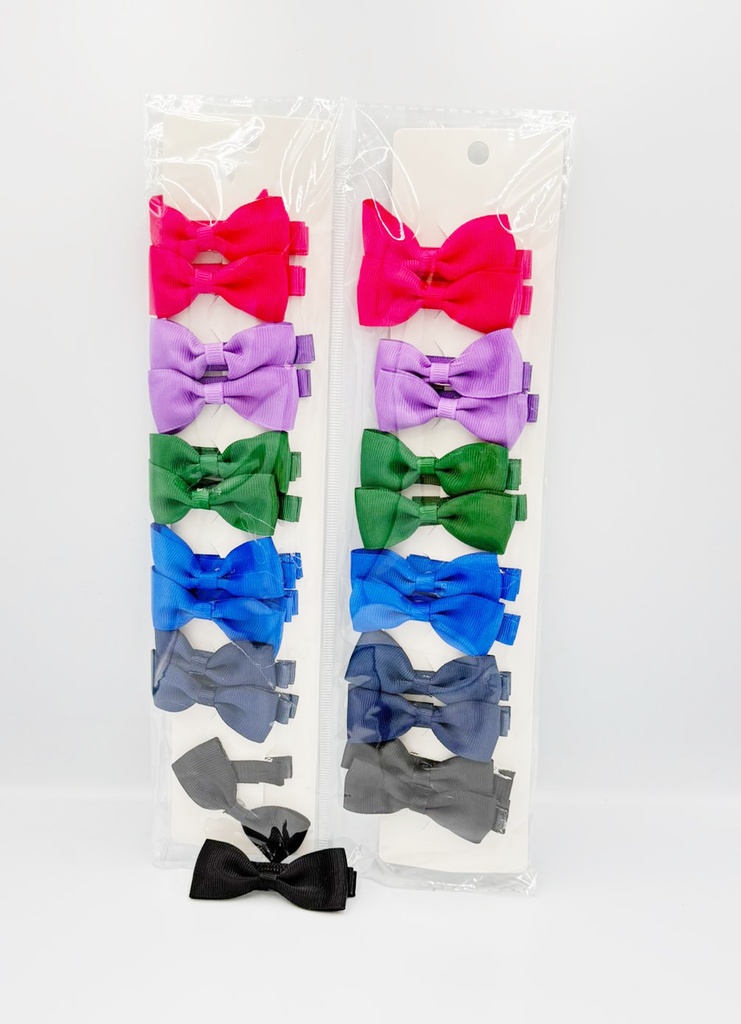 BP - HAIR ACCESSORIES BOW FABRIC  CLIPS SET 2 PER CARD 6 STANDARD  COLORS 2CT/DZ - 04-172 - [MSRP: $2.5 CT]