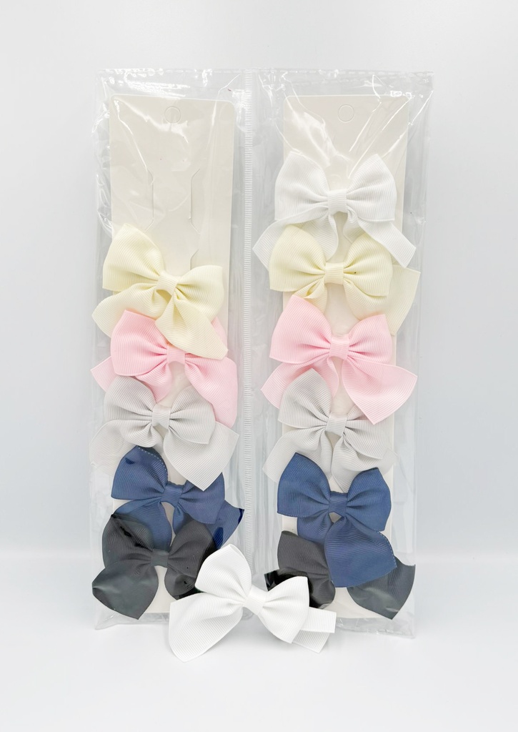 BP - HAIR ACCESSORIES BOW CLIPS 6  MINI PER CARD STANDARD COLORS  2CT/DZ - 04-173 - [MSRP: $2.5 CT]