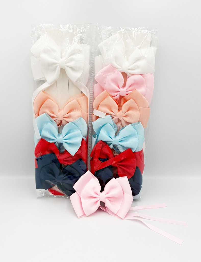 BP - HAIR ACCESSORIES DOUBLE BOW  CLIPS 6 MED PER CARD 6 COLORS  2CT/DZ - 04-175 - [MSRP: $3.5 CT]