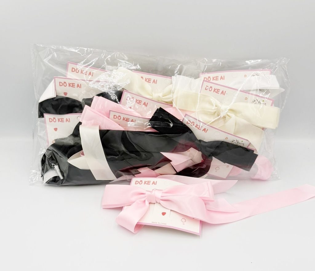 BP - HAIR ACCESSORIES COQUETTE  BOW CLIPS 1 LRG PER CARD SATIN  RIBBON 3 COLORS PER CRD 12CRD/DZ - 04-178 - [MSRP: $1 CRD]