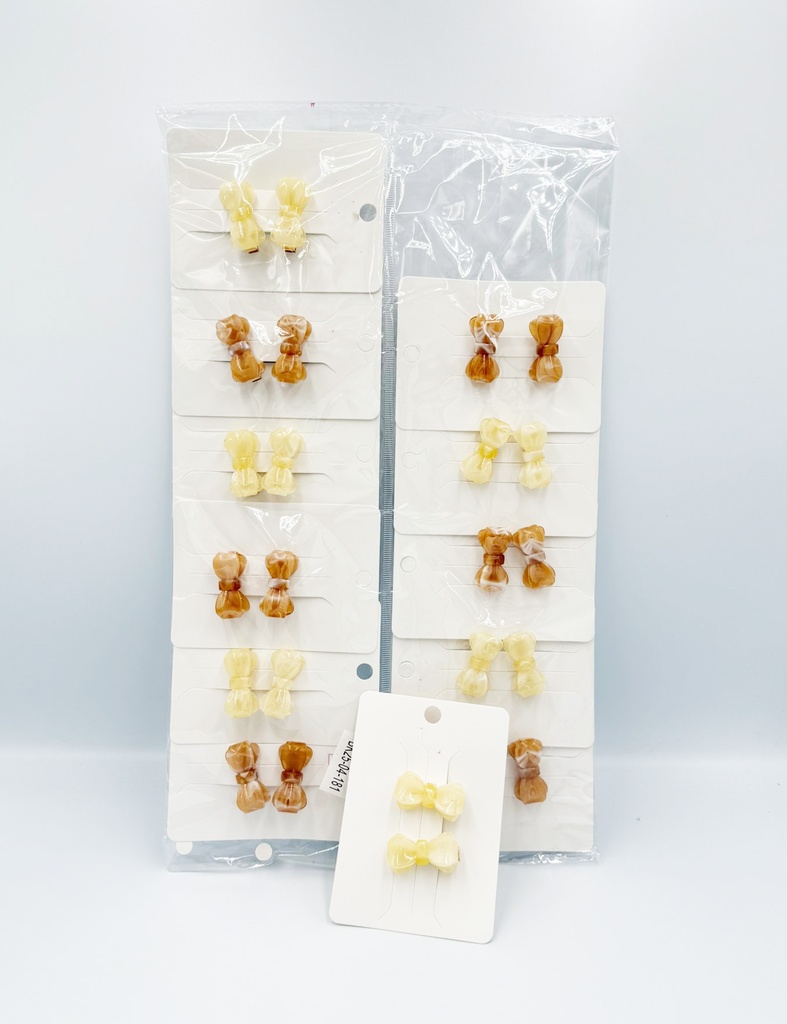 BP - HAIR ACCESSORIES MINI BOW  GATOR CLIPS 2 MINI PER CARD CREAM  COLORS 12CT/DZ - 04-181 - [MSRP: $.75 CT]