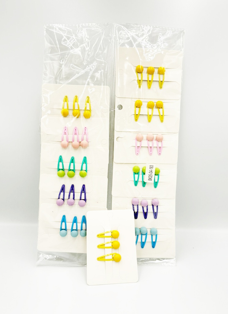 BP - HAIR ACCESSORIES DOT SNAP  CLIPS 2 PER CARD SET COLORS  12CT/DZ - 04-183 - [MSRP: $.75 CT]